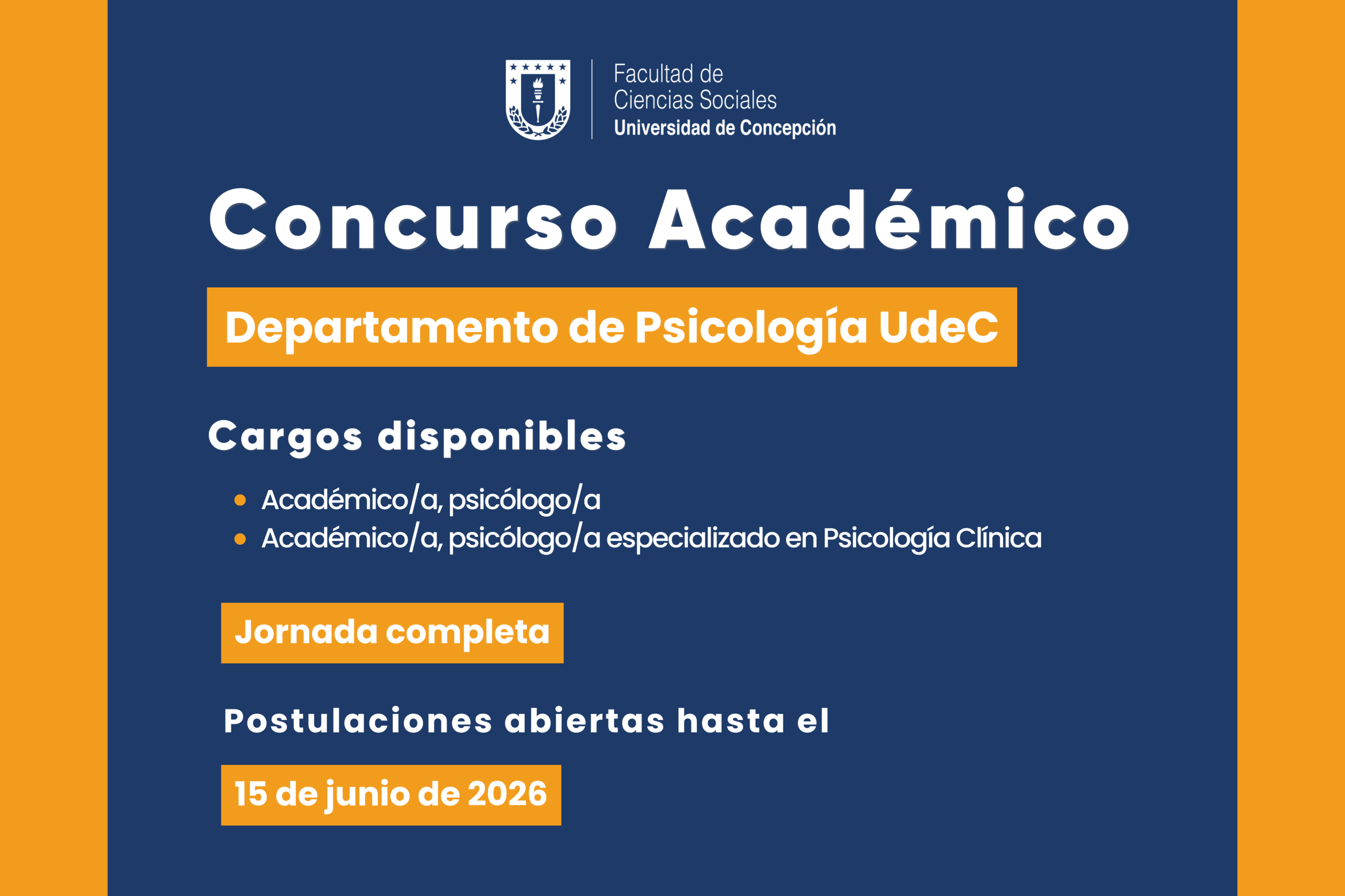 Departamento de Psicología UdeC abre concurso para dos cargos académicos de jornada completa